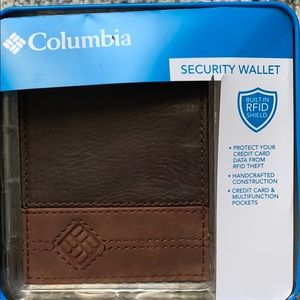 Columbia security wallet with RFID shield.